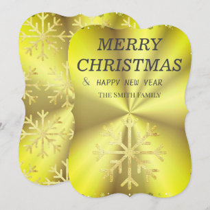 Cartão De Festividades Floco de neve dourado e fundo elegante dourado