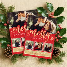 Floco de Neve Dourado Vermelho Feliz Natal Fotomon