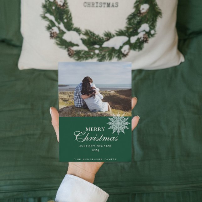 Cartão De Festividades Floco de Neve Elegante | Feliz Natal | Personaliza (Criador carregado)