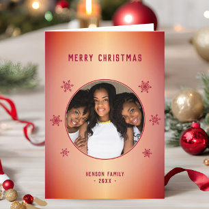 Cartão De Festividades Floco de Neve Metálico Vermelho Festivo Foto Natal