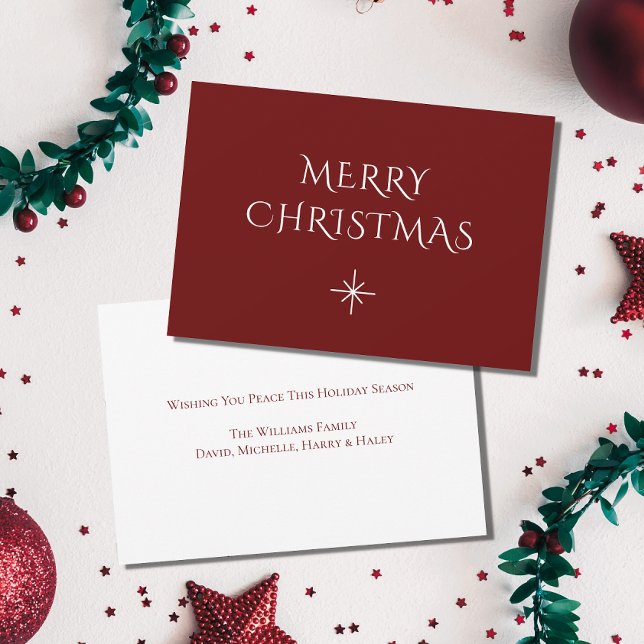 Cartão De Festividades Floco de neve simples de Natal Vermelho elegante (Criador carregado)