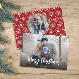 Cartão De Festividades Floco de neve vermelho Natal Simples Festivo 2 Fot