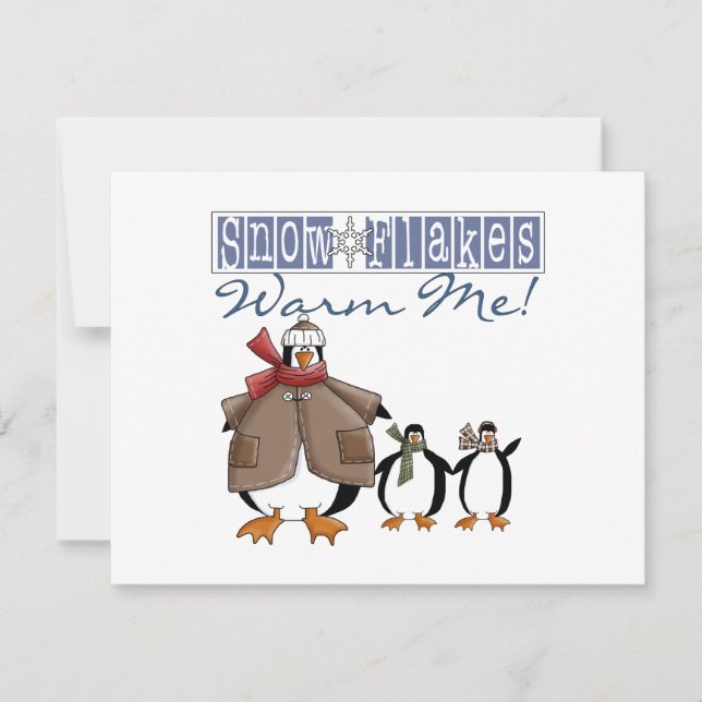 Cartão De Festividades Flocos de neve aquecem-me Camisetas de Natal e pre (Frente)