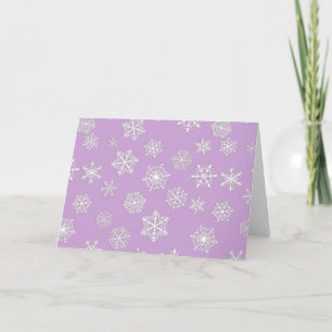 Cartão De Festividades Flocos de neve brancos contra lavanda suave
