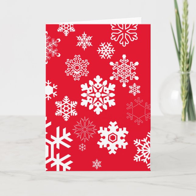 Cartão De Festividades Flocos de neve brancos - Cor de fundo personalizáv (Frente)