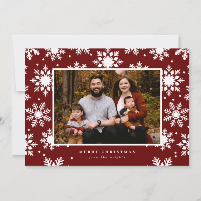 Cartão De Festividades Flocos De Neve Brancos E Planos No Fundo (Frente)