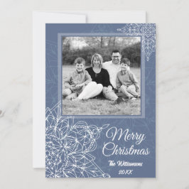 Cartão De Festividades Flocos de Neve Brancos e Sofisticados de Inverno