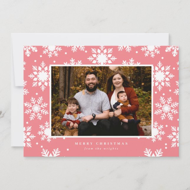 Cartão De Festividades Flocos de Neve Brancos em Negrito ao Fundo  (Frente)