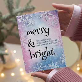 Cartão De Festividades Flocos de neve brancos, Feliz elegante e Brilho