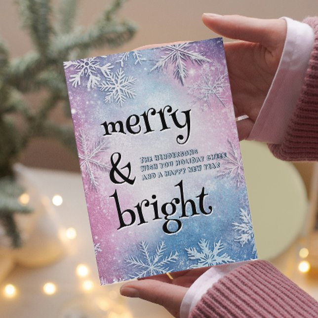 Cartão De Festividades Flocos de neve brancos, Feliz elegante e Brilho (Criador carregado)