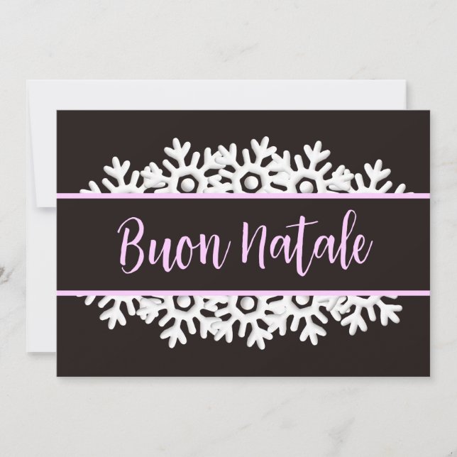 Cartão De Festividades Flocos de neve brancos, roxos claros e negros (Frente)