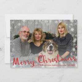 Cartão De Festividades Flocos de neve brancos vermelhos rusticidade Fregu