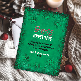 Cartão De Festividades Flocos de neve com brilho de turquesa elegante