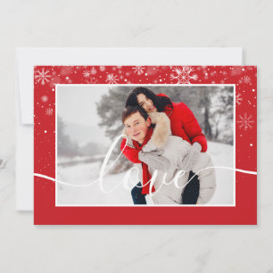 Cartão De Festividades Flocos de neve de foto moderna com Roteiro de Amor