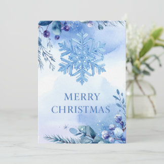 Cartão De Festividades Flocos de Neve de Inverno Feliz Natal Saudações de