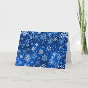 Cartão De Festividades Flocos de neve de Natal Azul e Prata