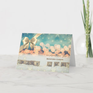 Cartão De Festividades Flocos de Neve de Natal, Laço, Boque Corporate Sau