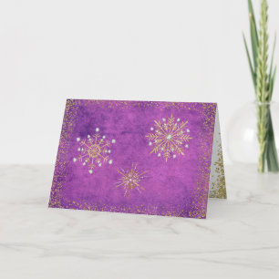Cartão De Festividades Flocos de neve de Natal Puro e Dourado