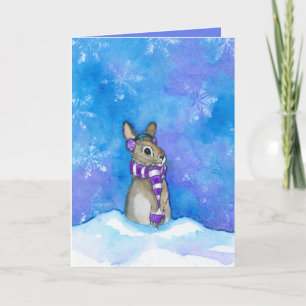 Cartão De Festividades Flocos de neve do coelho de inverno por Bihrle