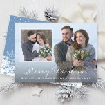 Cartão De Festividades Flocos de neve do inverno Elegante 2 Foto<br><div class="desc">Cartão de Natal Elegante Flocos de Neve de 2 Fotografias</div>
