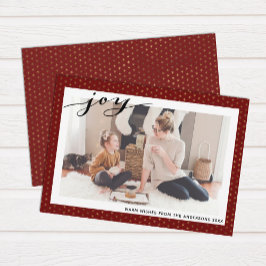 Cartão De Festividades Flocos de Neve Dourados Vermelhos Modernos Escrita