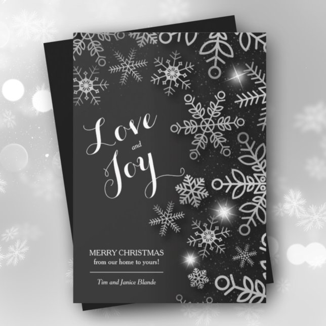 Cartão De Festividades Flocos de neve em Natal Negro Não Foto (Criador carregado)