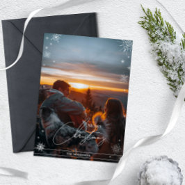 Cartão De Festividades Flocos de Neve Geométricos Minimalistas Natal Pers