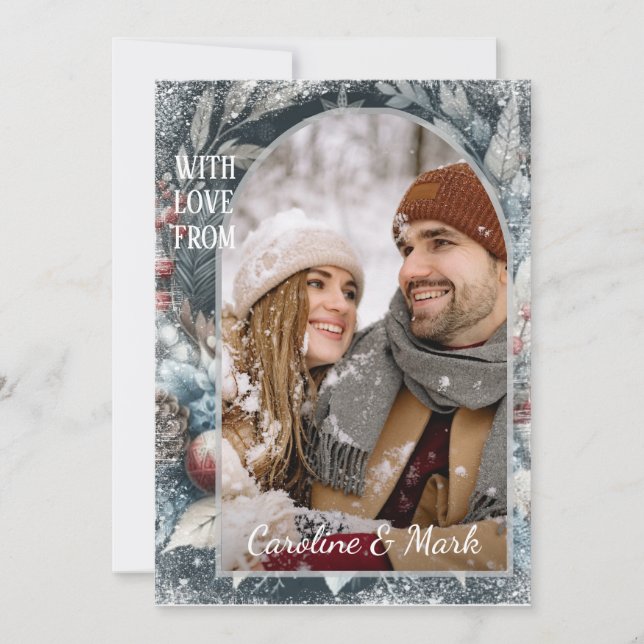 Cartão De Festividades Flocos de neve personalizados e exaustão de férias (Frente)