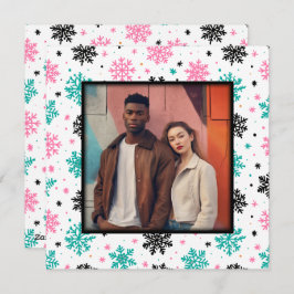 Cartão De Festividades Flocos de neve retrô