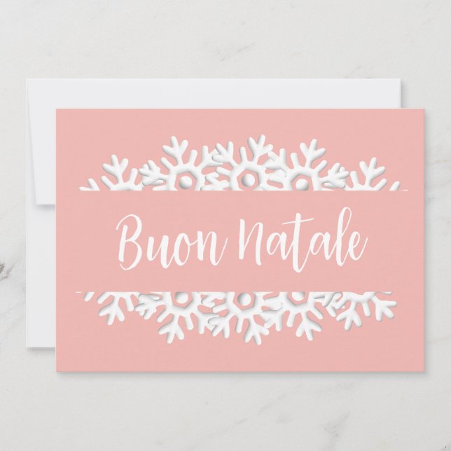 Cartão De Festividades Flocos de Neve Rosa e Branco  (Frente)