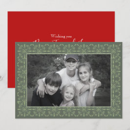 Cartão De Festividades Flocos de neve simples e verdes tradicionais