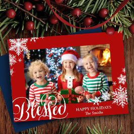 Cartão De Festividades Flocos de Neve Vermelhos Festivos Moderno Script F