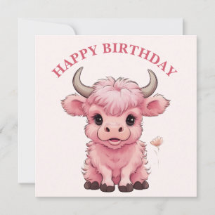 Cartão De Festividades Floffy Pink Highlands - Vaca Escocesa