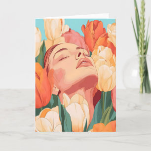 Cartão De Festividades Flor Colorido de Tulipas