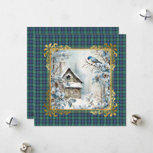 Cartão De Festividades Flor da Escócia Tartan Natal Escocês