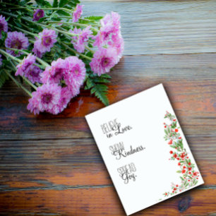 Cartão De Festividades Flor de botânica em aquarela vermelha votos 