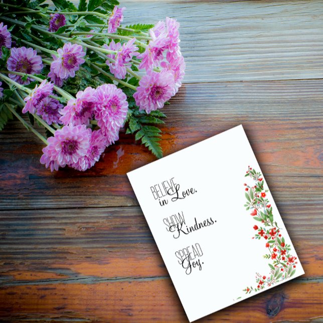 Cartão De Festividades Flor de botânica em aquarela vermelha votos  (Criador carregado)