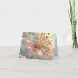 Cartão De Festividades Flor de Cristal Rosa Suave