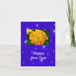 Cartão De Festividades flor de margarida amarela Feliz ano novo