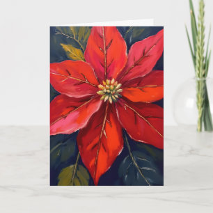 Cartão De Festividades Flor de Natal Poinsettia Vermelha Pintada