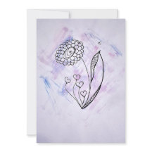 Flor delicada desenhada à mão com Corações 