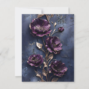 Cartão De Festividades Flor Roxo Vibrante em Fundo Azul Escuro