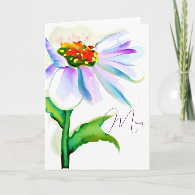 Cartão De Festividades Flor silvestre em aquarela roxa personalizada Dia  (Frente)