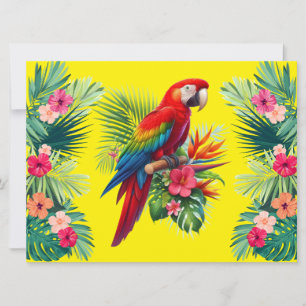 Cartão De Festividades Flor tropical de arara vermelha