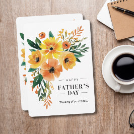 Cartão De Festividades Florais de Aquarela Pensando em você Dia de os pai