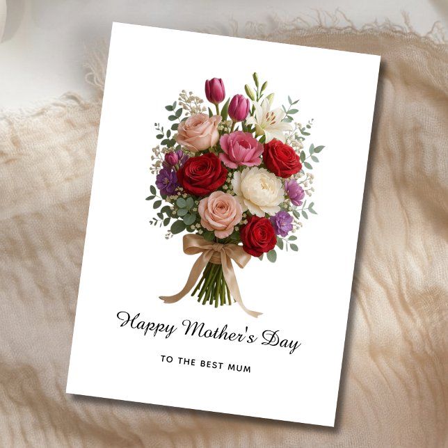 Cartão De Festividades Floral Bouquet Mother’s Day Card for Best Mum (Criador carregado)