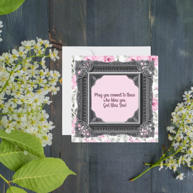 Cartão De Festividades Floral com Quadro Preto (Criador carregado)