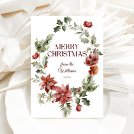 Cartão De Festividades Floral Elegante Aquarela Preta Feliz Natal