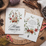 Cartão De Festividades Floral Elegante Watercolor Cat Feliz Natal<br><div class="desc">Winter Wonderla Elegant Watercolor Merry Christmas Holiday Card</div>