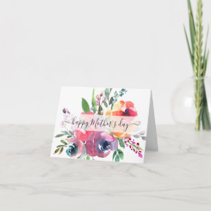 Cartão De Festividades Floral em aquarela rosa e laranja